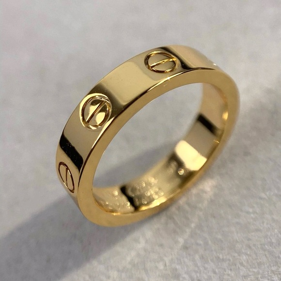 18K Gold Plated Gold Screw Love Ring Size 7 - Picture 2 of 6